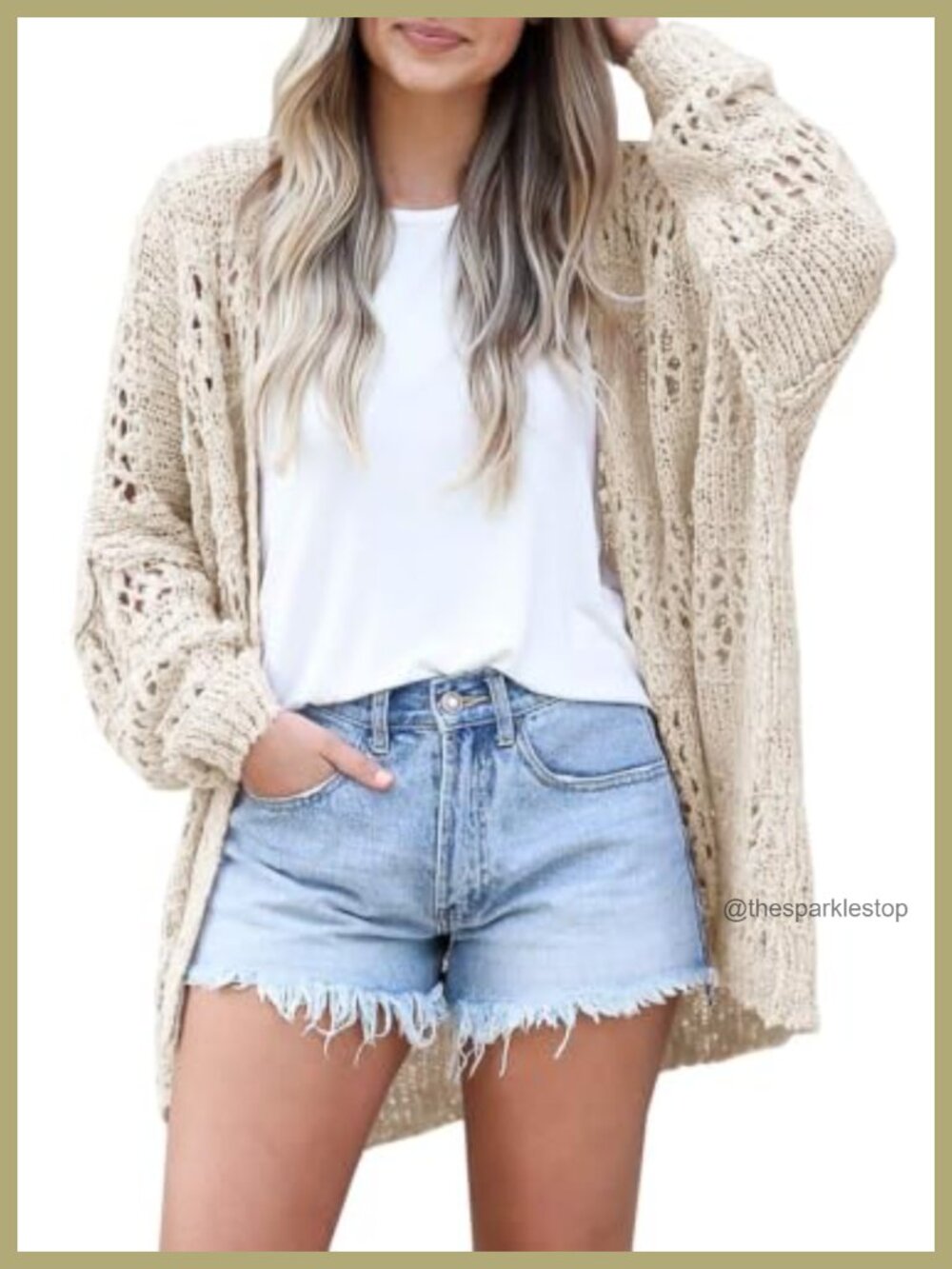 Crochet Knit Lightweight Long Sleeve Cardigan Sweater Boho Beach Cover Up